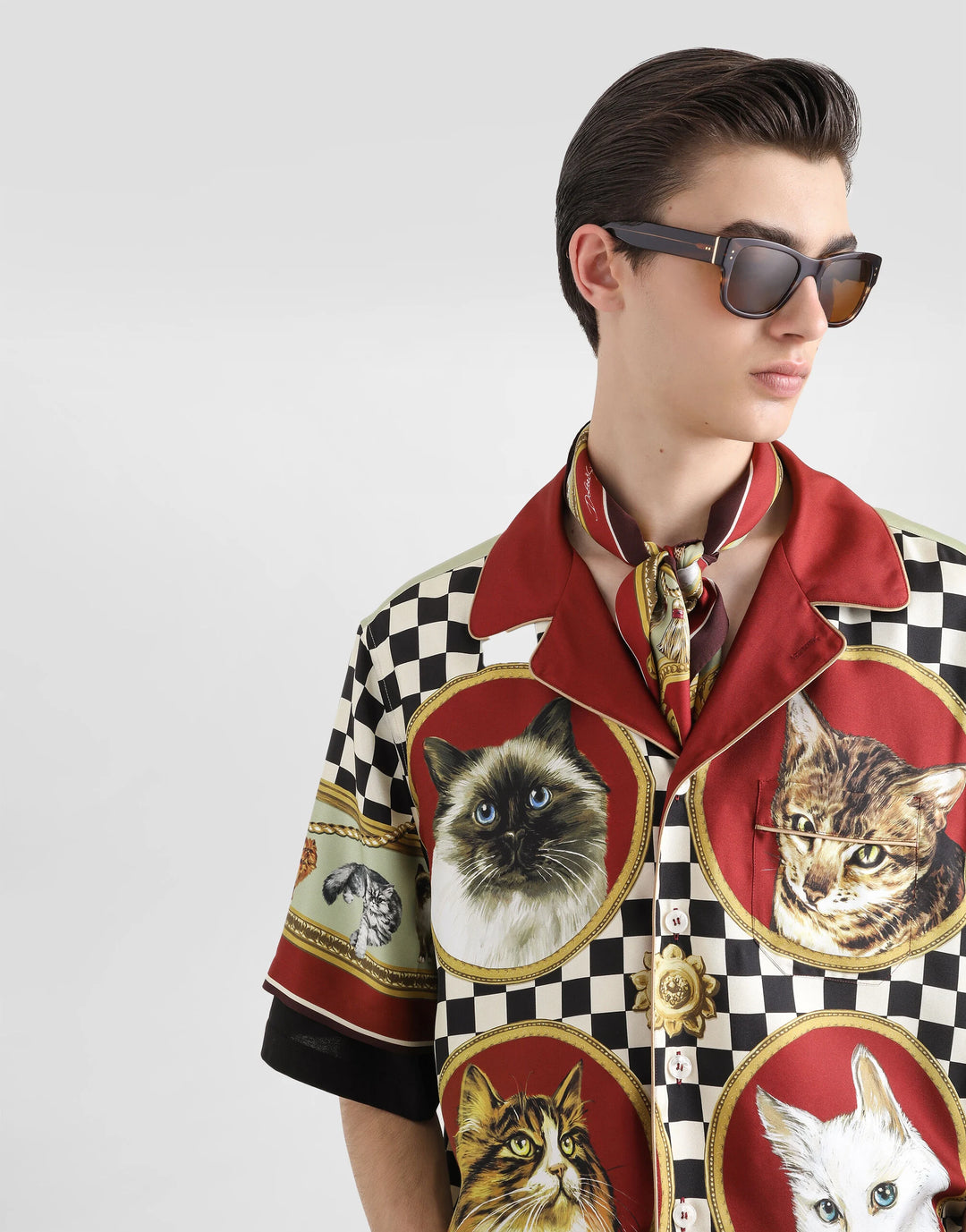 Dolce&Gabbana Silk shirt with cat print