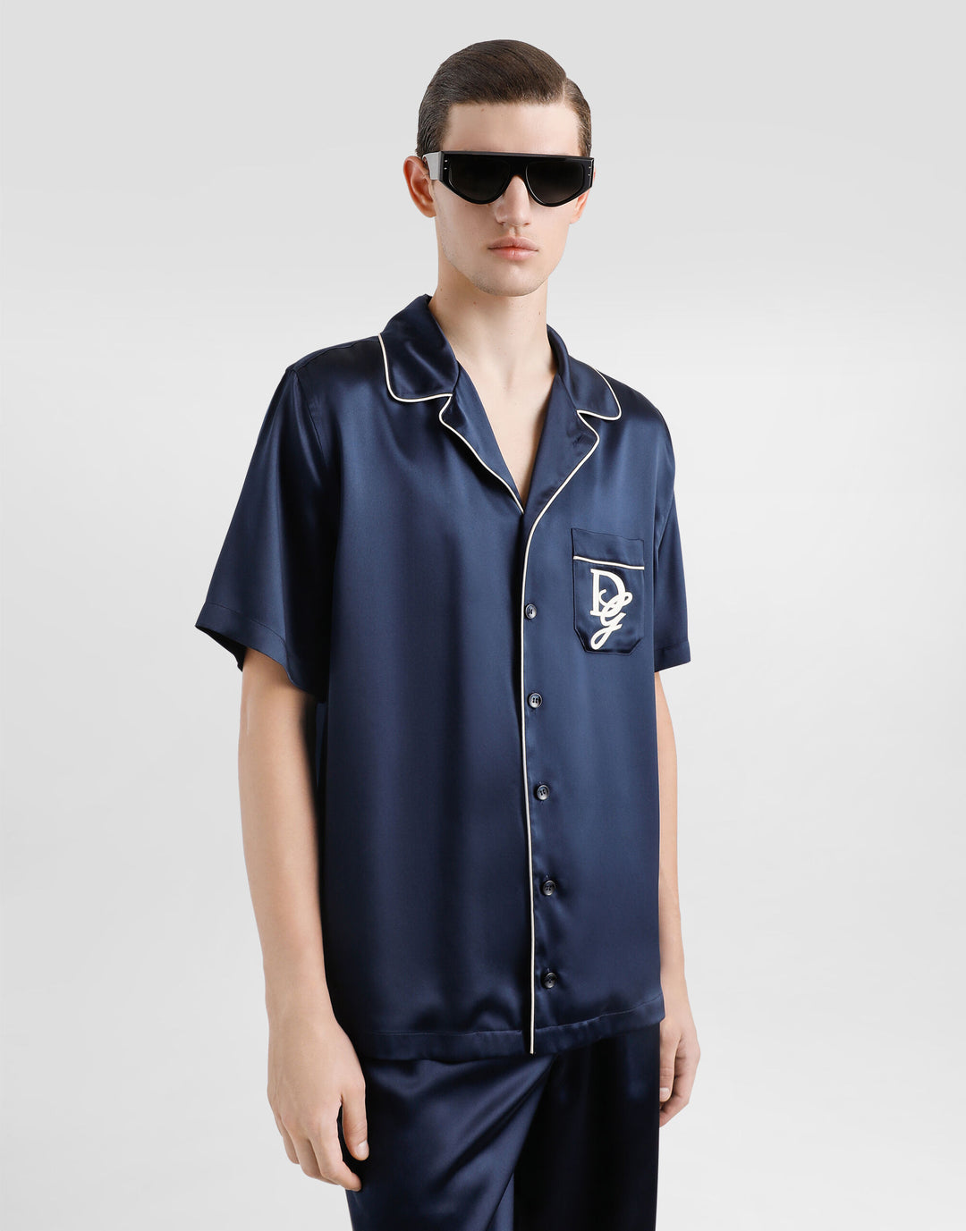 Dolce&Gabbana Silk satin shirt with logo