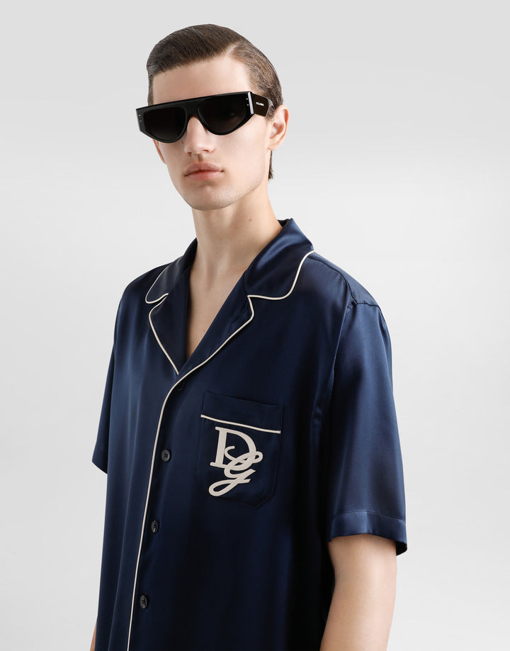 Dolce&Gabbana Silk satin shirt with logo