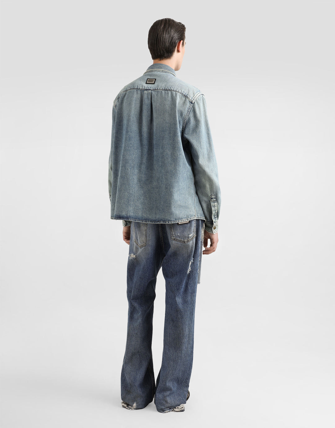 Dolce&Gabbana Denim shirt with bejeweled appliqués