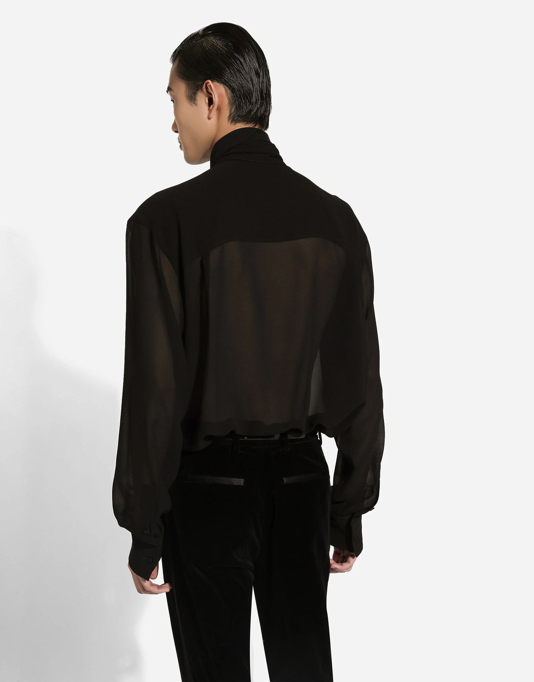 Dolce&Gabbana Oversize silk shirt with pussy-bow