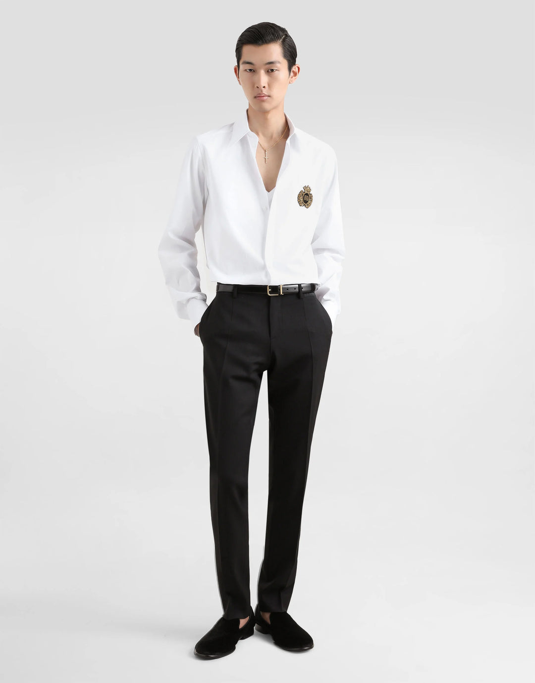 Dolce&Gabbana Cotton shirt with heraldic patch