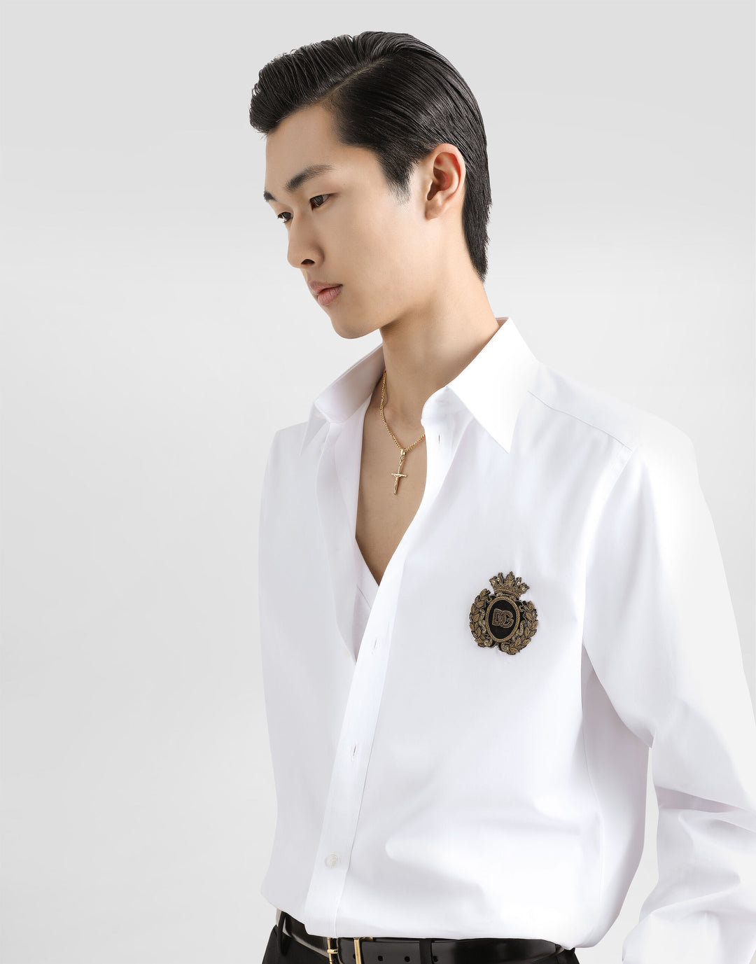 Dolce&Gabbana Cotton shirt with heraldic patch