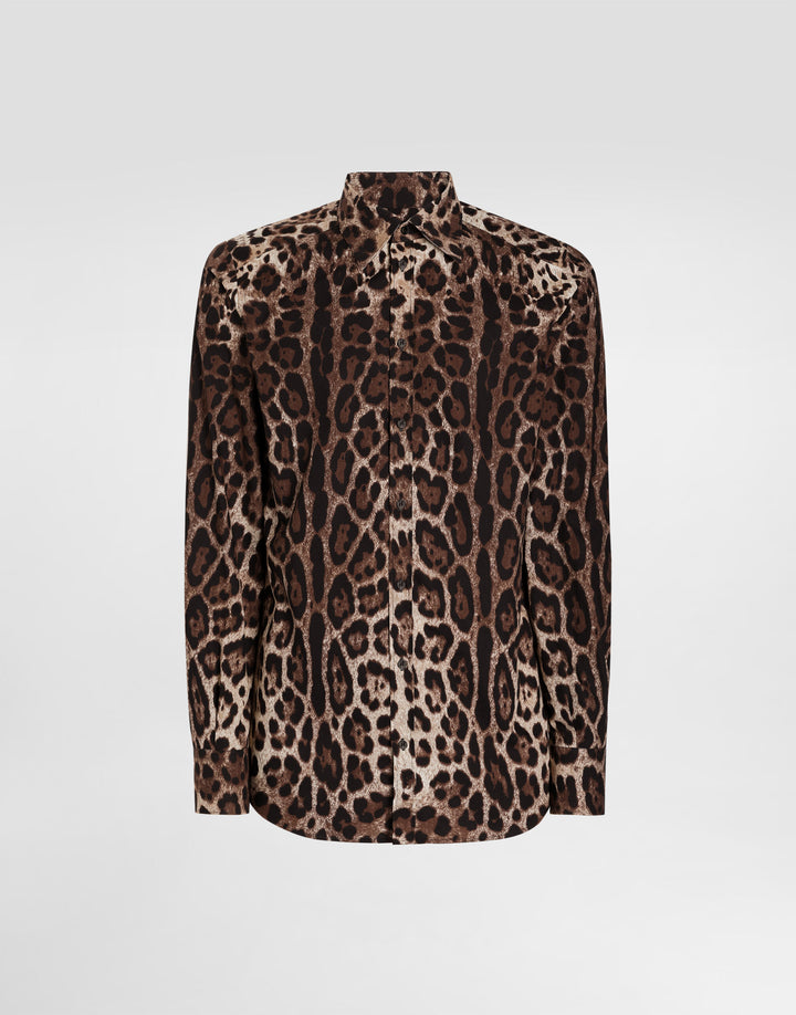 Dolce&Gabbana Cotton shirt with leopard print