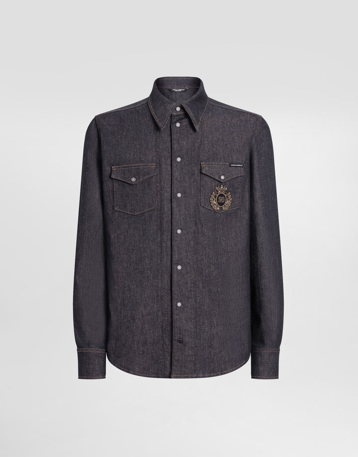 Dolce&Gabbana Denim shirt with heraldic emblem