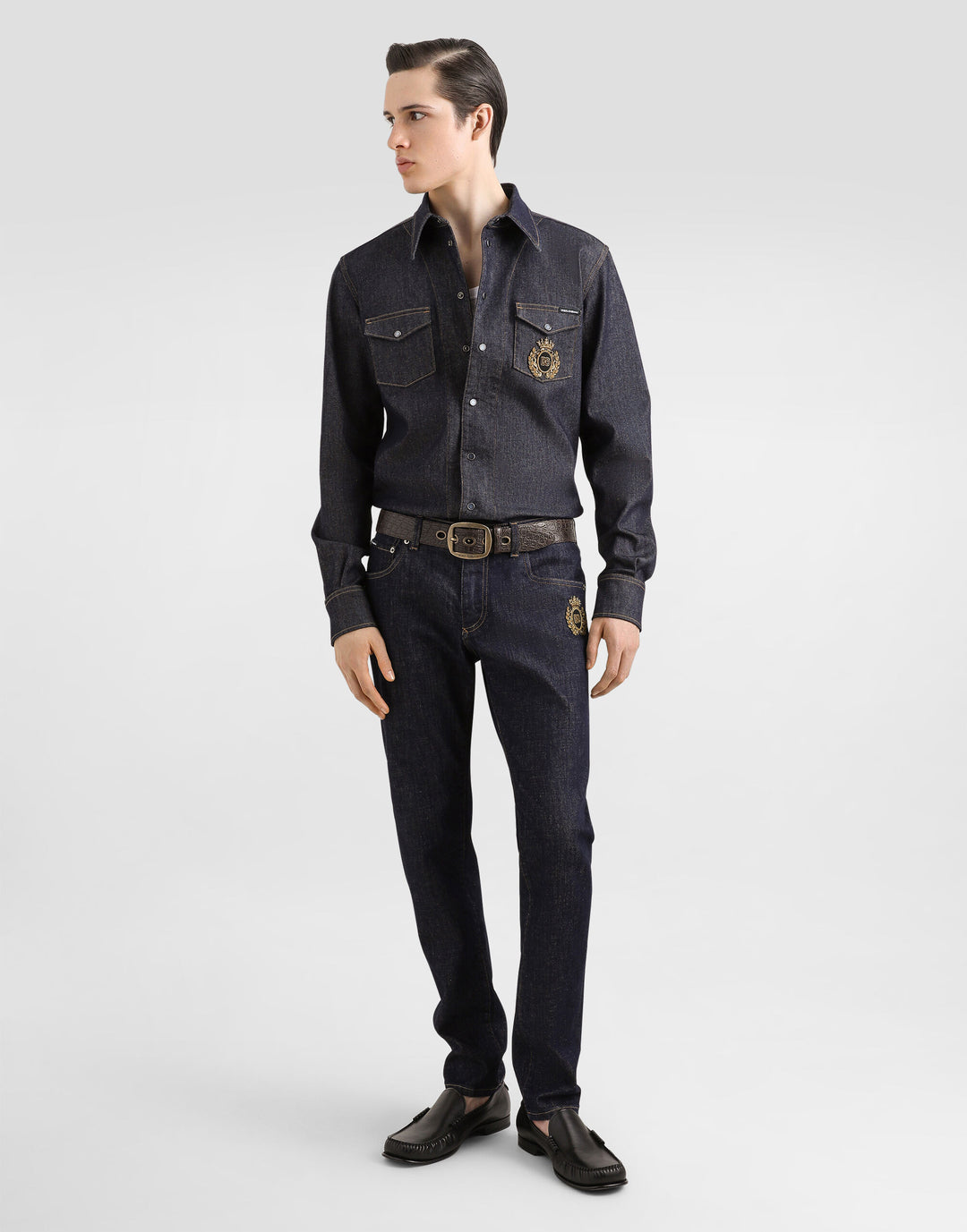 Dolce&Gabbana Denim shirt with heraldic emblem
