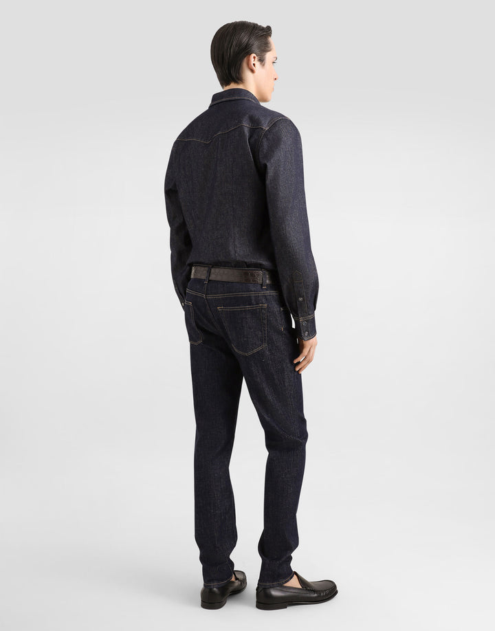 Dolce&Gabbana Denim shirt with heraldic emblem