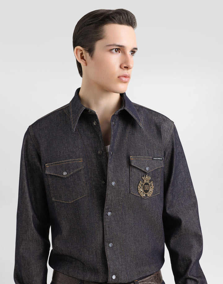 Dolce&Gabbana Denim shirt with heraldic emblem