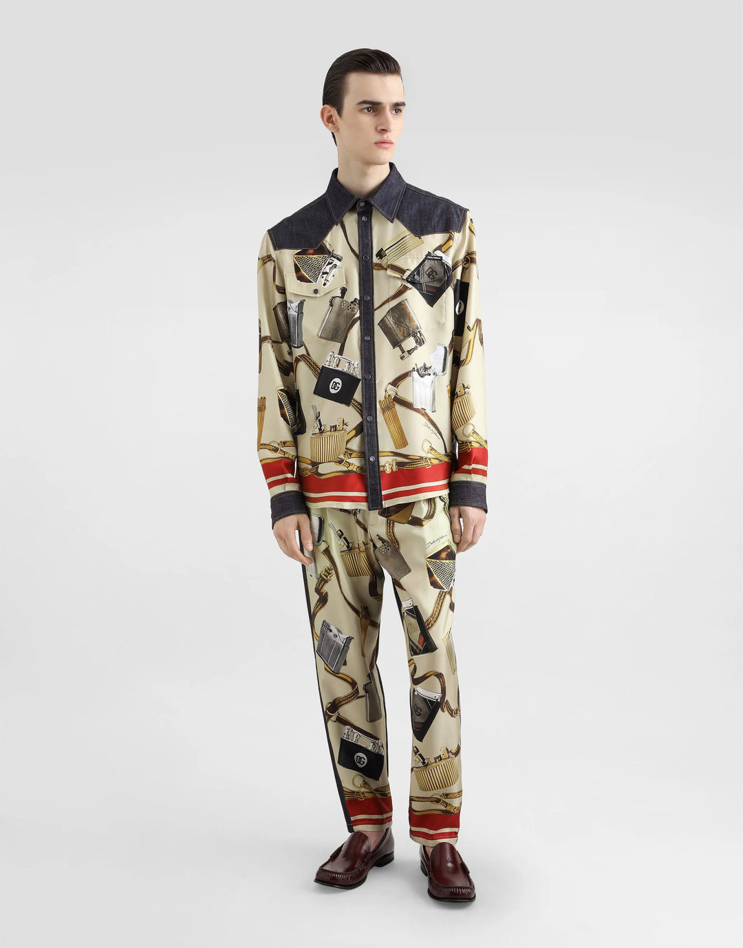 Dolce&Gabbana Silk and denim shirt with lighter print