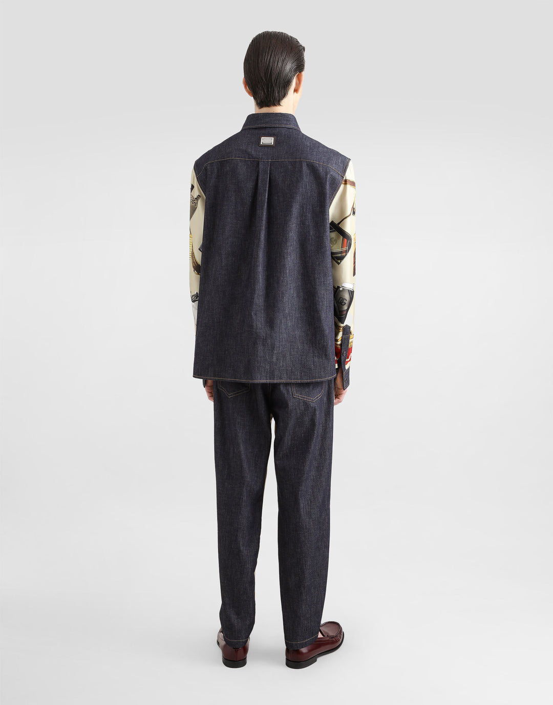 Dolce&Gabbana Silk and denim shirt with lighter print