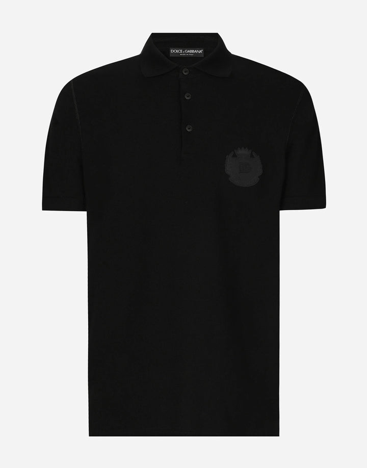 Dolce&Gabbana Cotton polo-shirt with DG logo embroidery