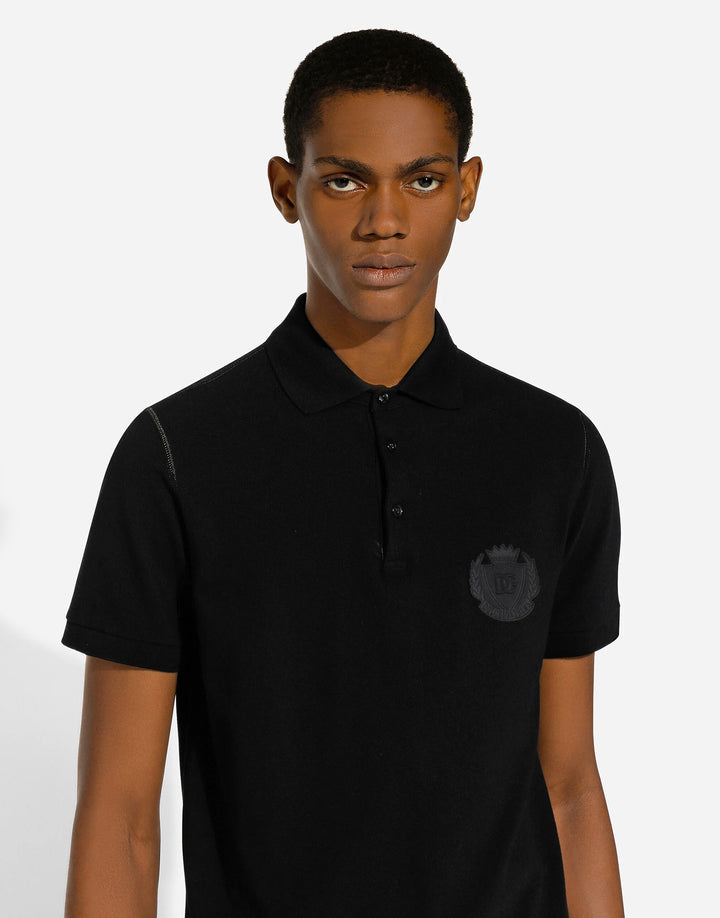 Dolce&Gabbana Cotton polo-shirt with DG logo embroidery