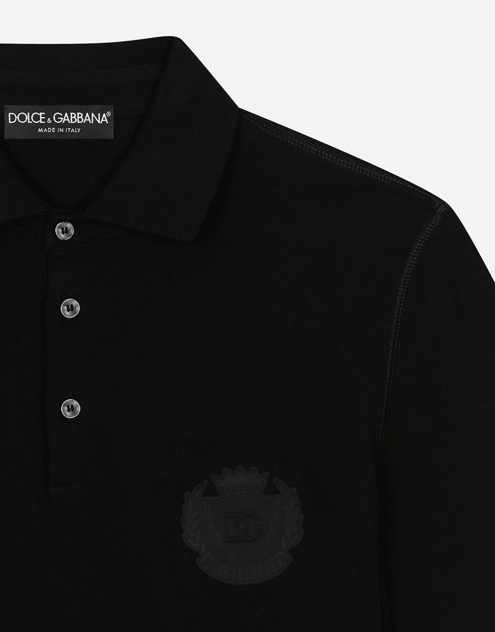 Dolce&Gabbana Cotton polo-shirt with DG logo embroidery
