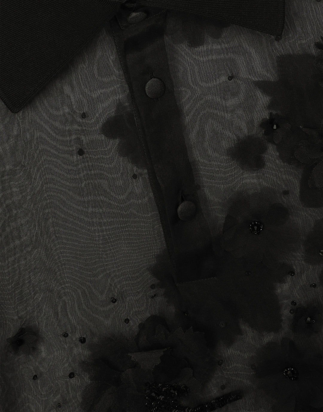 Dolce&Gabbana Silk organza polo shirt with embroidery