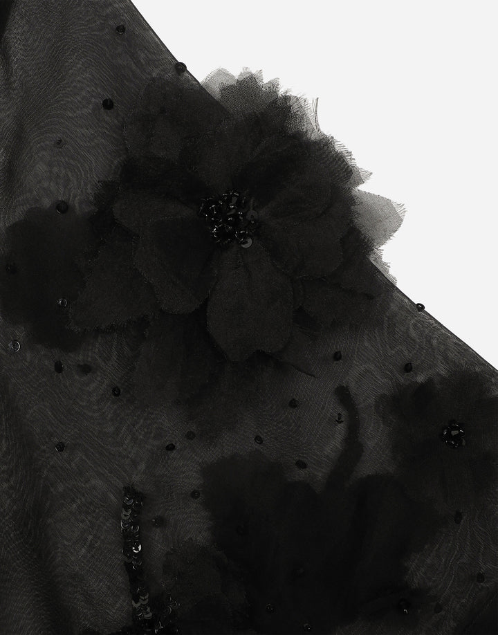 Dolce&Gabbana Silk organza polo shirt with embroidery