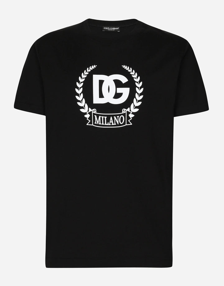 Dolce&Gabbana Short-sleeved cotton T-shirt with DG print