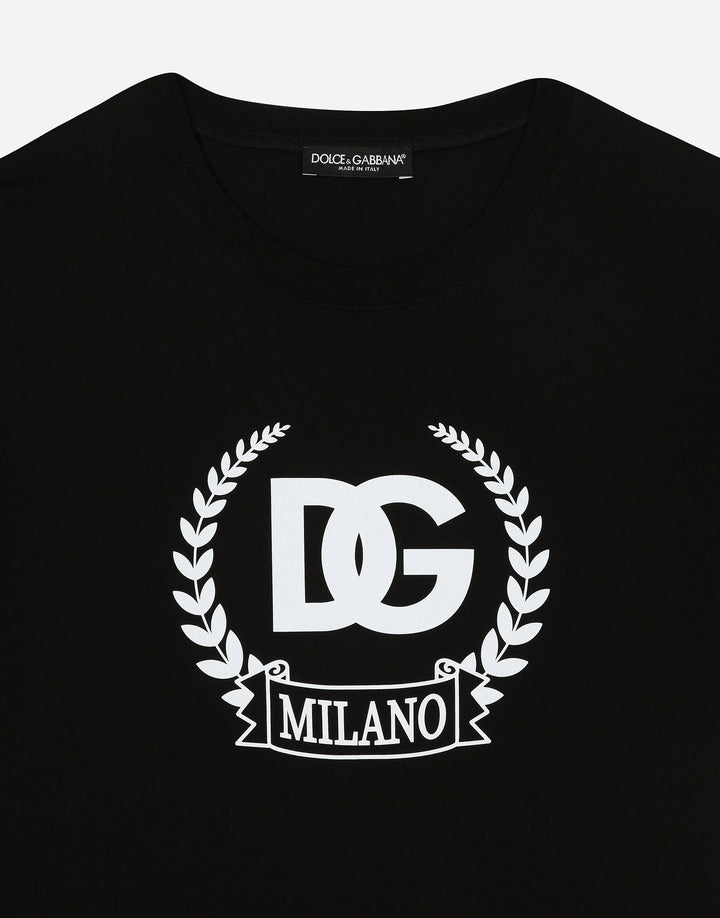 Dolce&Gabbana Short-sleeved cotton T-shirt with DG print