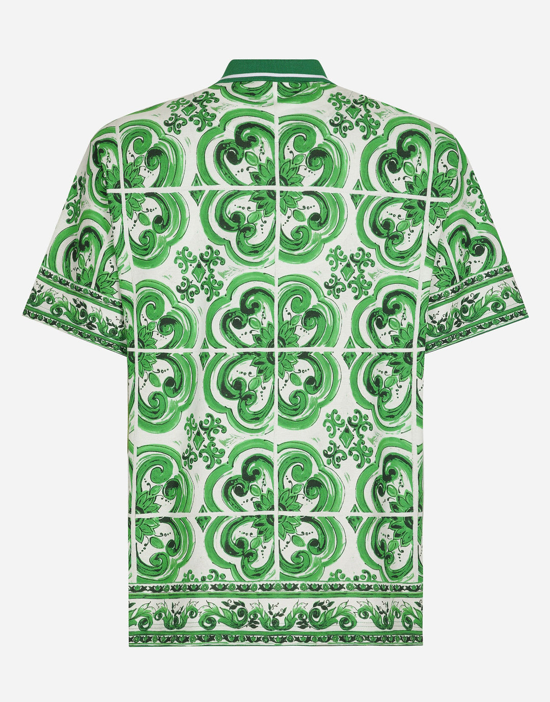Dolce&Gabbana Cotton polo-shirt with majolica print