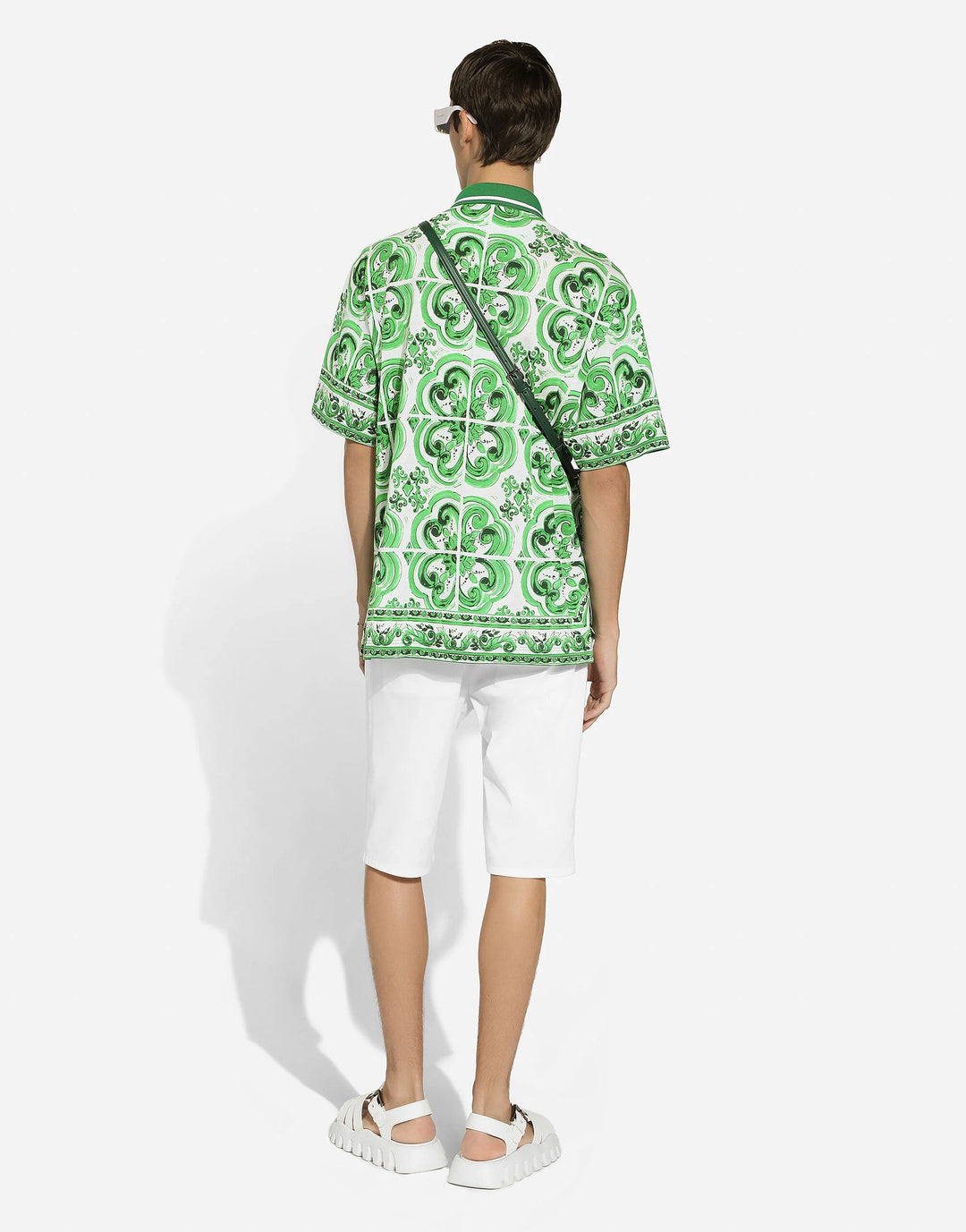 Dolce&Gabbana Cotton polo-shirt with majolica print