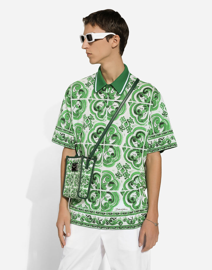 Dolce&Gabbana Cotton polo-shirt with majolica print