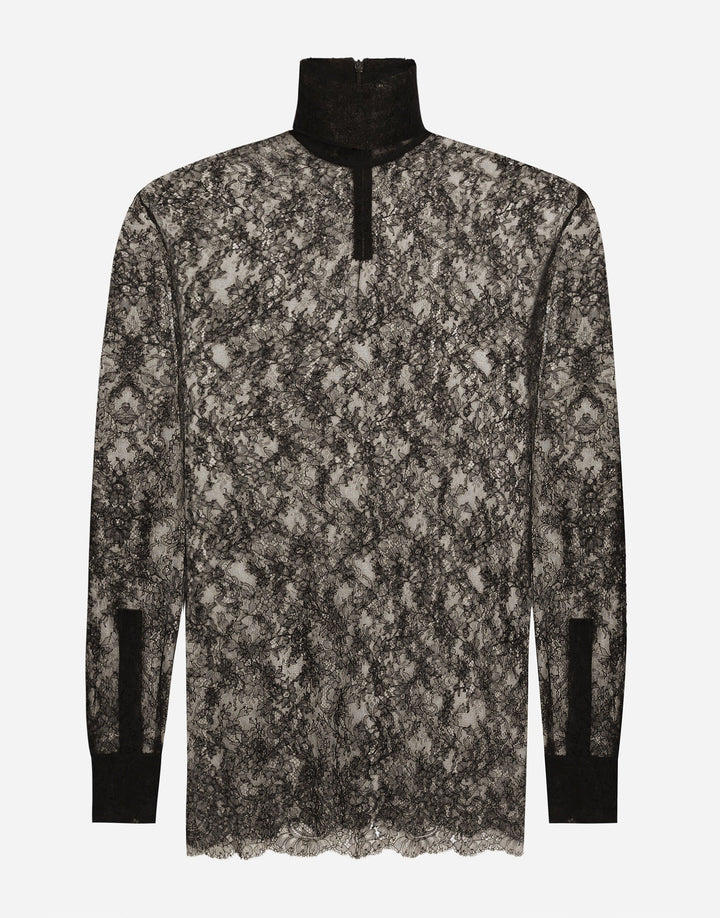 Dolce&Gabbana Loose lace turtleneck with shirt cuffs