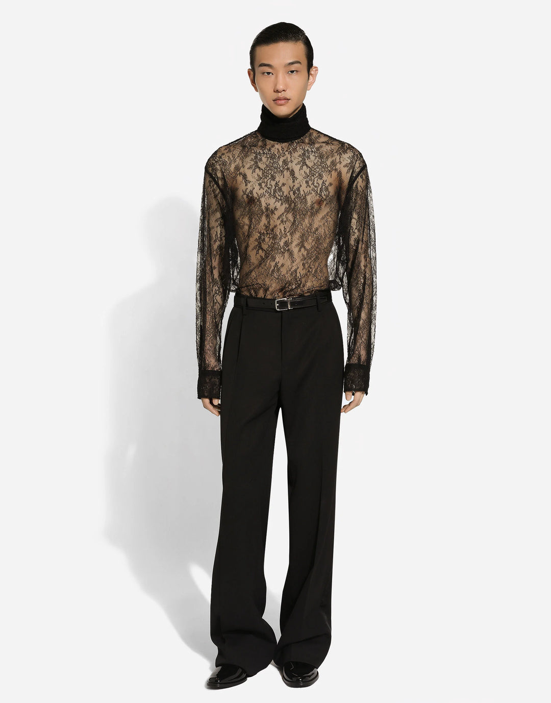 Dolce&Gabbana Loose lace turtleneck with shirt cuffs