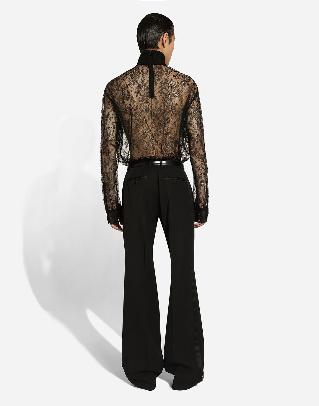 Dolce&Gabbana Loose lace turtleneck with shirt cuffs
