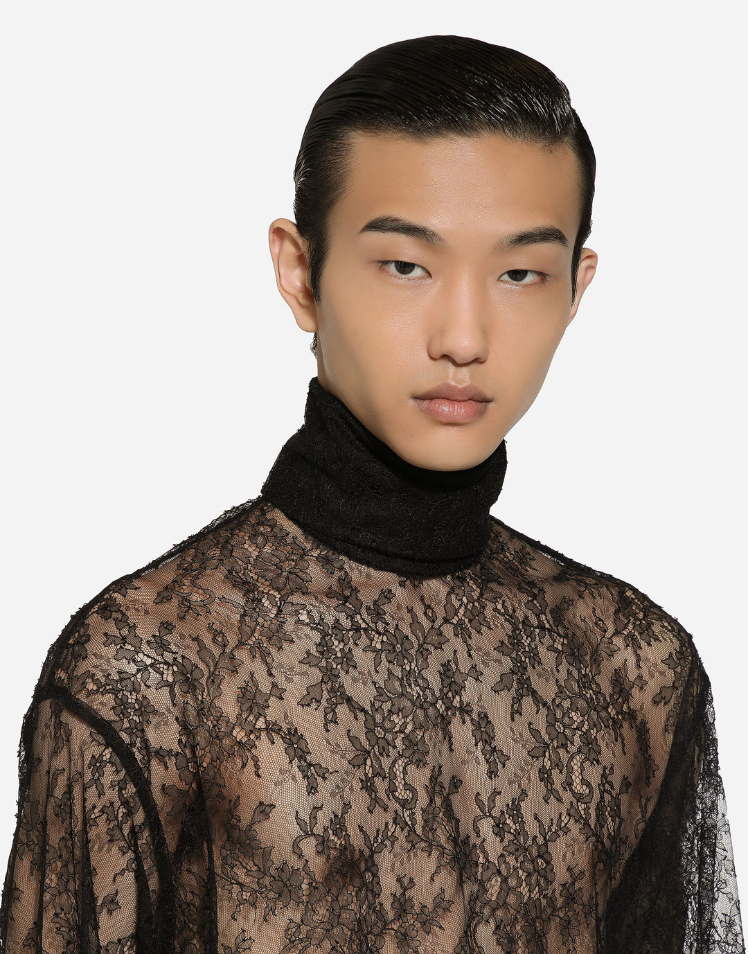 Dolce&Gabbana Loose lace turtleneck with shirt cuffs