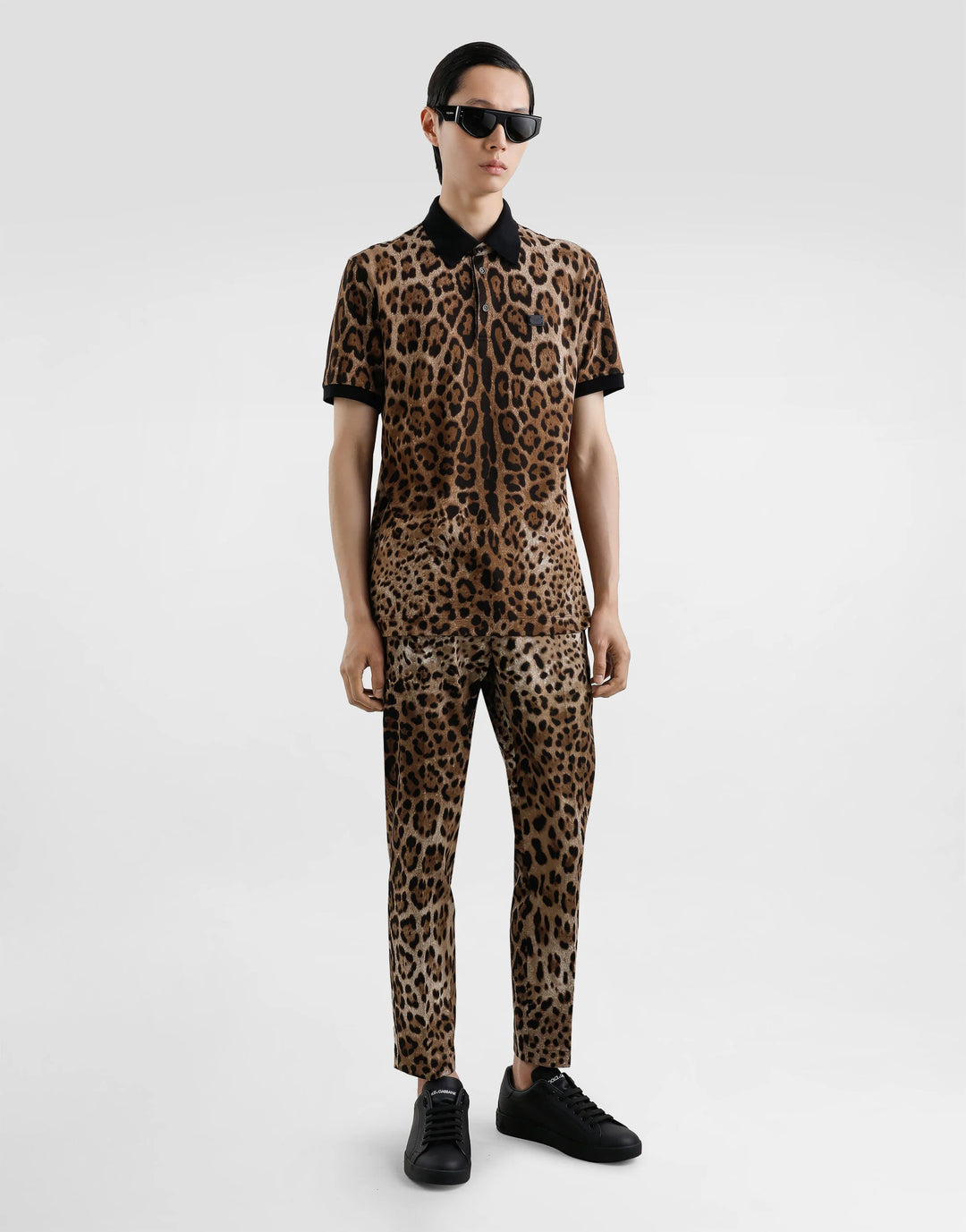 Dolce&Gabbana Cotton polo-shirt with leopard print