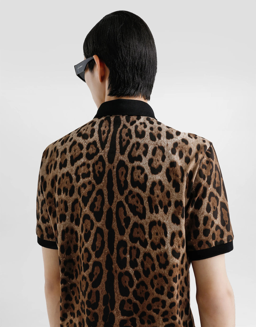 Dolce&Gabbana Cotton polo-shirt with leopard print