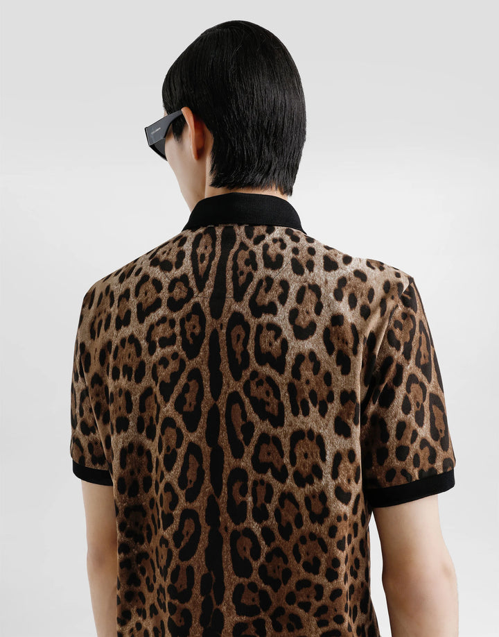 Dolce&Gabbana Cotton polo-shirt with leopard print
