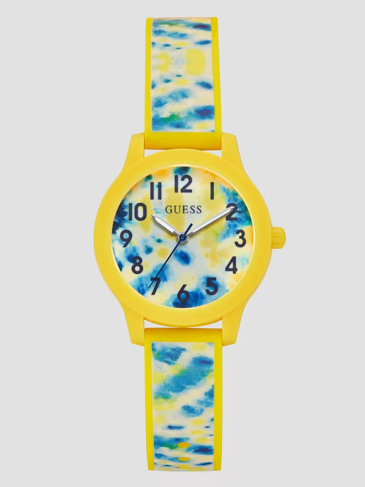 Guess Kids' Yellow Tie-Dye Analog Watch