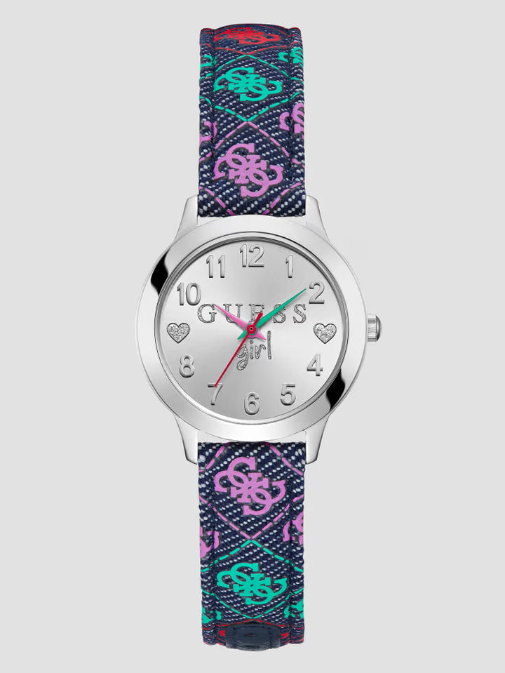 Guess Kids' Silver Quattro G Denim Analog Watch