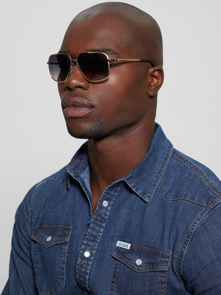 Guess Aviator Metal Sunglasses