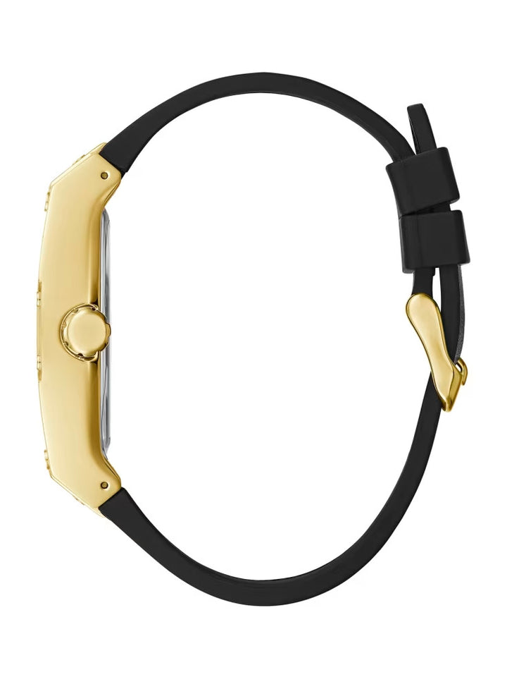 Guess Black And Gold-Tone Square Multifunction Watch