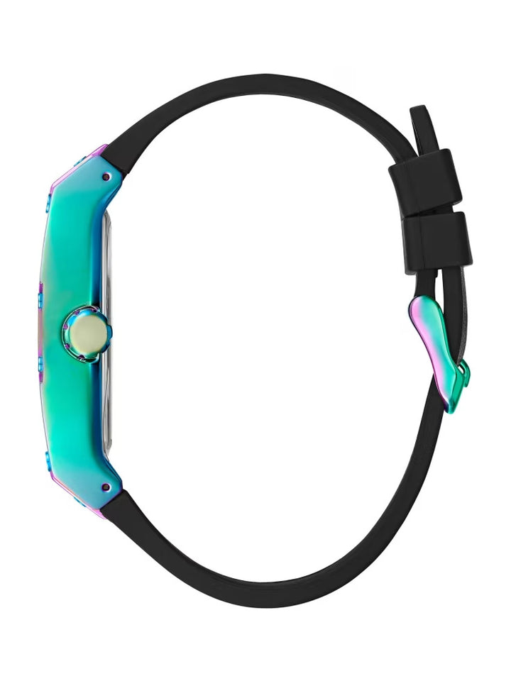 Guess Iridescent and Black Silicone Multifunction Watch
