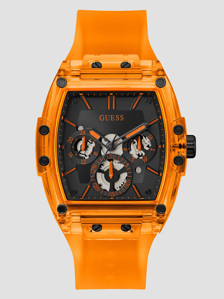 Guess Orange Plastic and Silicone Multifunction Watch