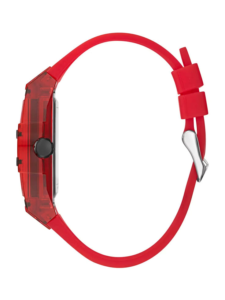 Guess Red Plastic and Silicone Multifunction Watch