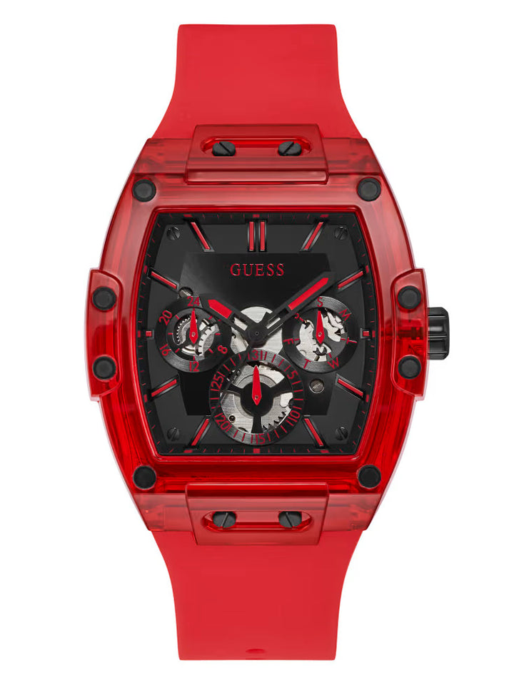 Guess Red Plastic and Silicone Multifunction Watch
