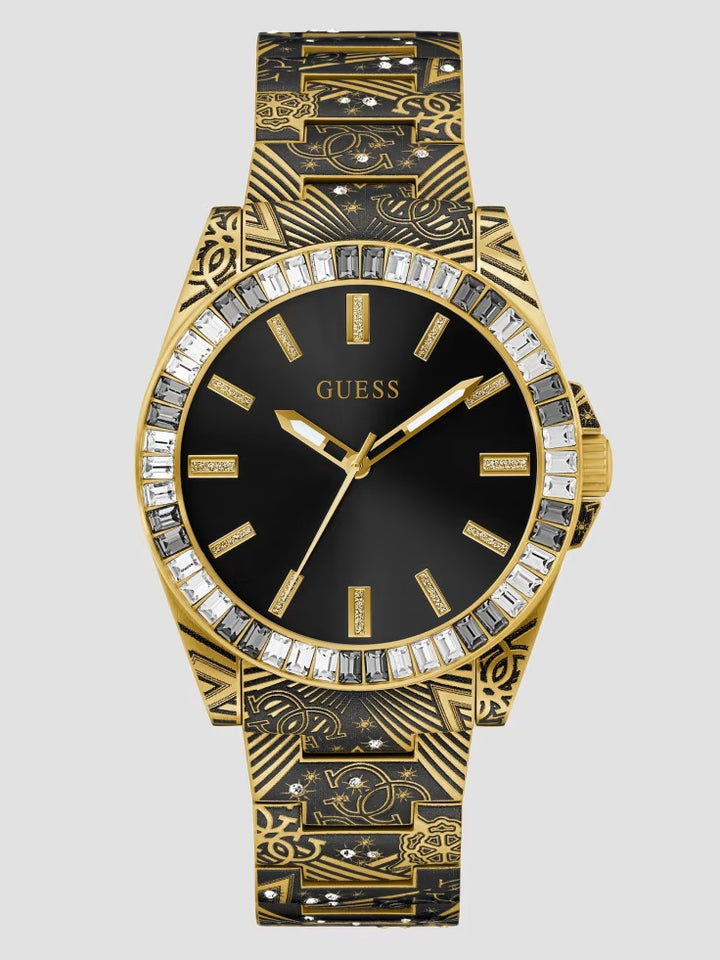 Guess Printed Gold-Tone Analog Watch