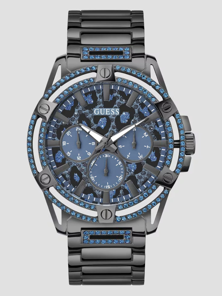 Guess Gray and Blue Multifunction Watch