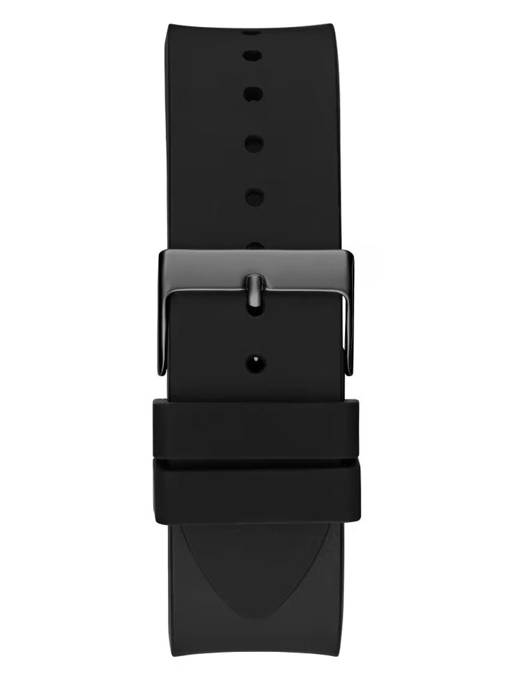 Guess Dark Silver-Tone and Black Printed G-Cube Analog Watch