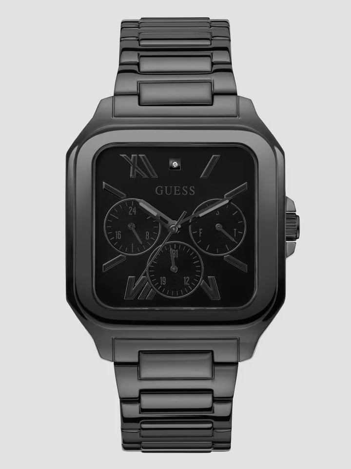 Guess Black-Tone Square Multifunction Watch