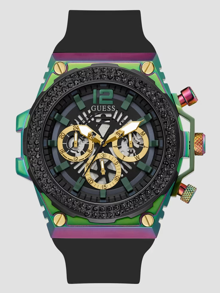 Guess Iridescent and Black Cut-Through Multifunction Watch