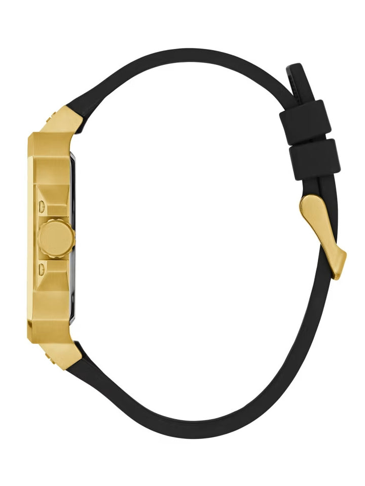 Guess Gold-Tone and Black Silicone Multifunction