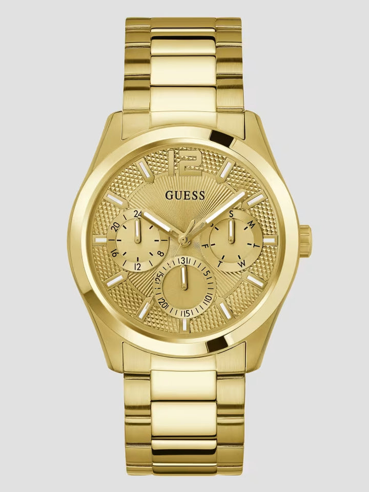 Guess Textured Gold-Tone Multifunction Watch