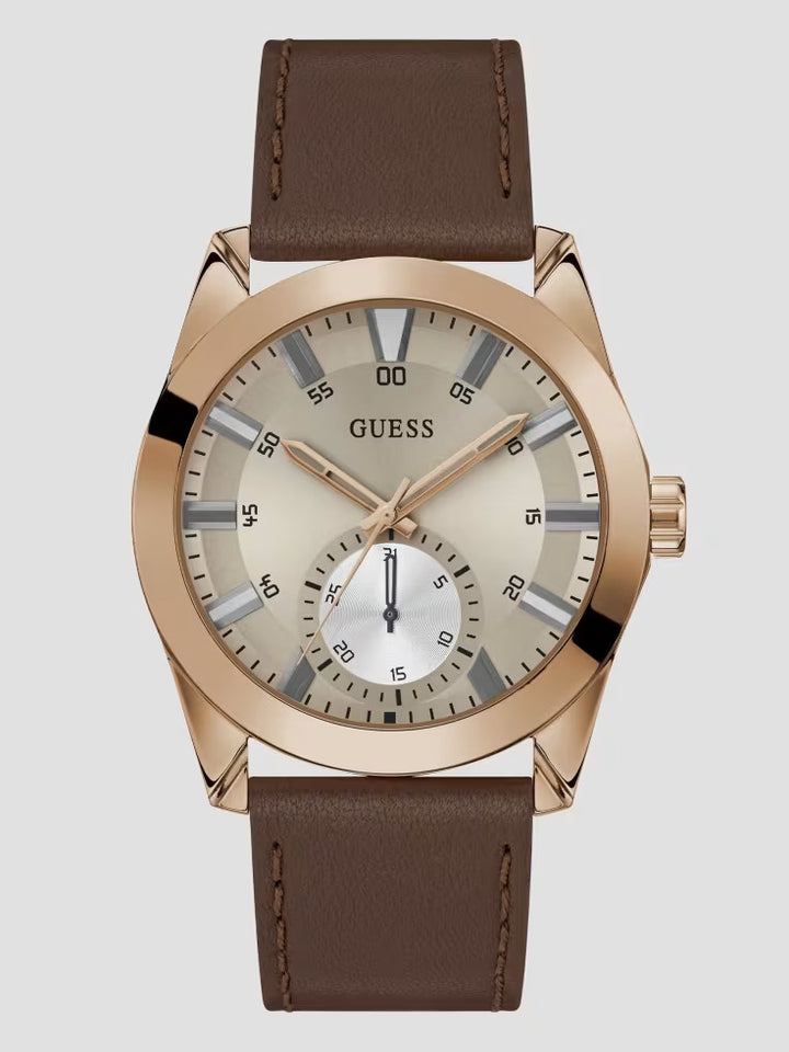 Guess Brown Leather Multifunction Watch
