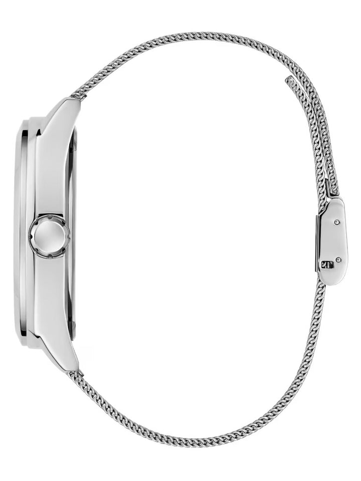 Guess Silver-Tone and Green Analog Watch