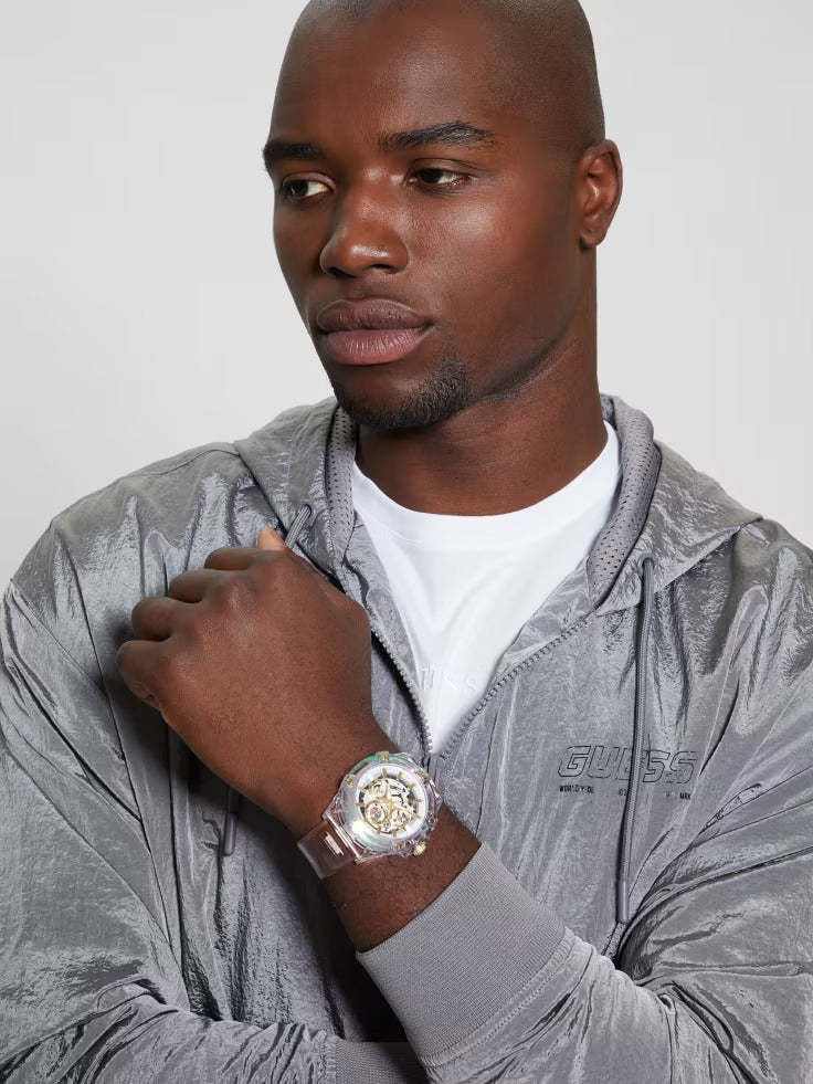 Guess Pink and White Multifunction Silicon Watch