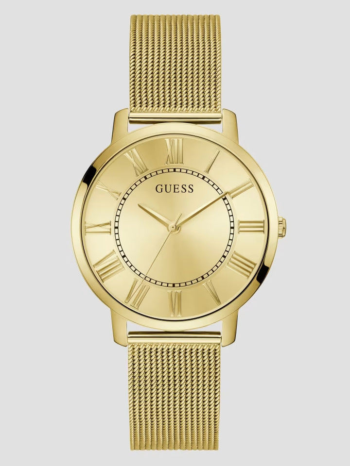 Guess Gold-Tone Mesh Analog Watch